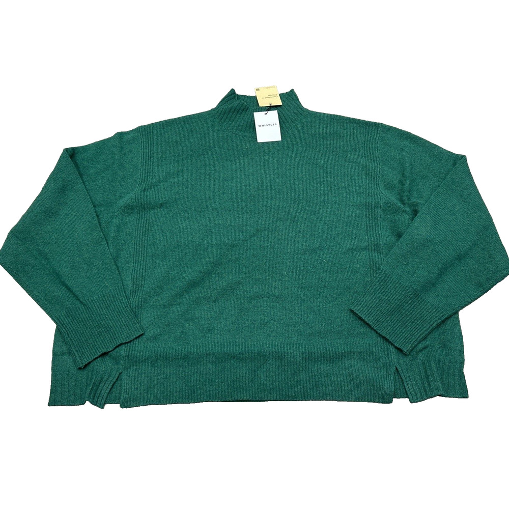 Whistles Womens Size XL Green Ferne Wool Funnel Neck Jumper Sweater NWT‎